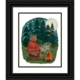 thumbnail image 1 of Fab Funky 26x32 Black Ornate Wood Framed with Double Matting Museum Art Print Titled - Bear Roasting Marshmallows, 1 of 4