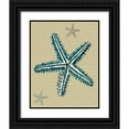 thumbnail image 1 of Fab Funky 26x32 Black Ornate Wood Framed with Double Matting Museum Art Print Titled - Blue Starfish on Taupe a, 1 of 4