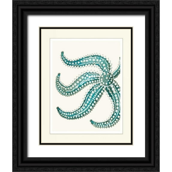 Fab Funky 26x32 Black Ornate Wood Framed with Double Matting Museum Art Print Titled - Blue Underwater Scenes 1 e
