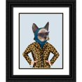 thumbnail image 1 of Fab Funky 26x32 Black Ornate Wood Framed with Double Matting Museum Art Print Titled - Cat with Leopard Jacket, 1 of 4