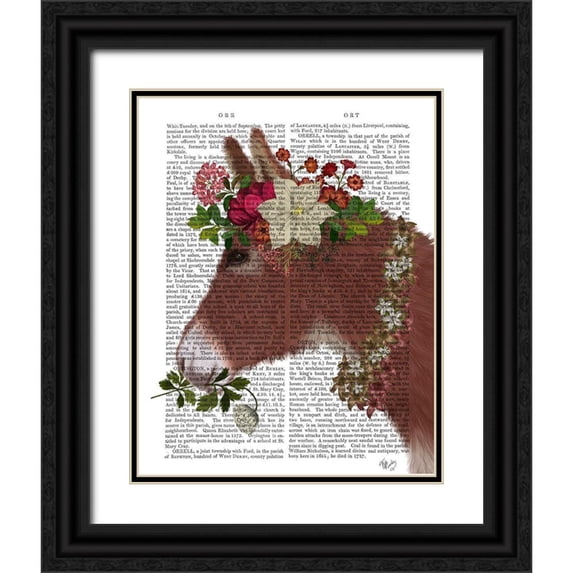 Fab Funky 26x32 Black Ornate Wood Framed with Double Matting Museum Art Print Titled - Donkey Bohemian 5 Book Print
