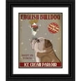 thumbnail image 1 of Fab Funky 26x32 Black Ornate Wood Framed with Double Matting Museum Art Print Titled - English Bulldog Ice Cream, 1 of 4