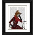 thumbnail image 1 of Fab Funky 26x32 Black Ornate Wood Framed with Double Matting Museum Art Print Titled - Fox with Red Scarf, 1 of 4
