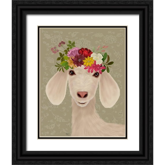 Fab Funky 26x32 Black Ornate Wood Framed with Double Matting Museum Art Print Titled - Goat Bohemian 2