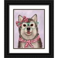 thumbnail image 1 of Fab Funky 26x32 Black Ornate Wood Framed with Double Matting Museum Art Print Titled - Husky with Glasses and Scarf, 1 of 4
