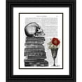 thumbnail image 1 of Fab Funky 26x32 Black Ornate Wood Framed with Double Matting Museum Art Print Titled - Skull And Books, 1 of 4