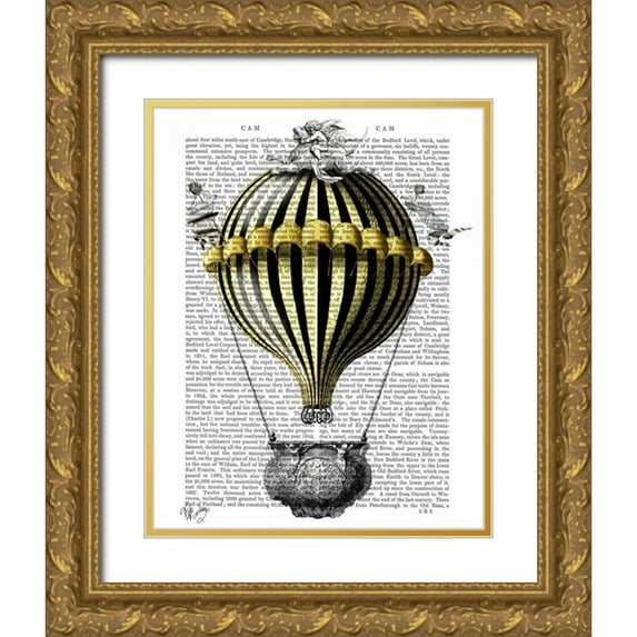 Fab Funky 26x32 Gold Ornate Wood Framed with Double Matting Museum Art Print Titled - Baroque Fantasy Balloon 2