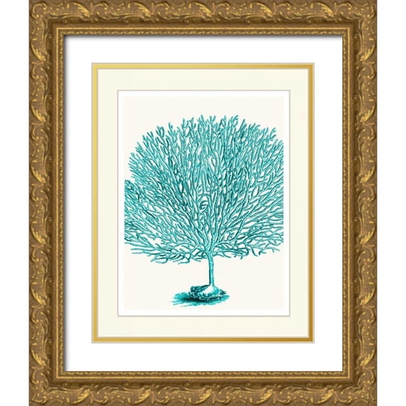 Fab Funky 26x32 Gold Ornate Wood Framed with Double Matting Museum Art Print Titled - Blue Underwater Scenes 1 d
