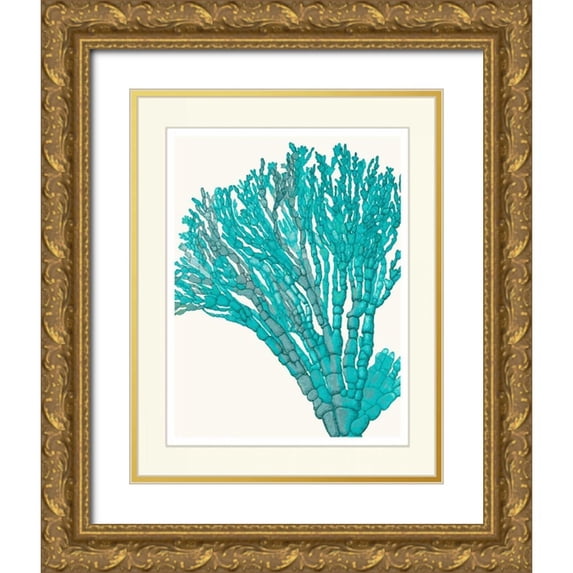 Fab Funky 26x32 Gold Ornate Wood Framed with Double Matting Museum Art Print Titled - Blue Underwater Scenes 1 f