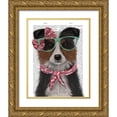 thumbnail image 1 of Fab Funky 26x32 Gold Ornate Wood Framed with Double Matting Museum Art Print Titled - Border Collie, Tricolour, with Glasses and Scarf, 1 of 4