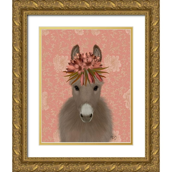 Fab Funky 26x32 Gold Ornate Wood Framed with Double Matting Museum Art Print Titled - Donkey Bohemian 1