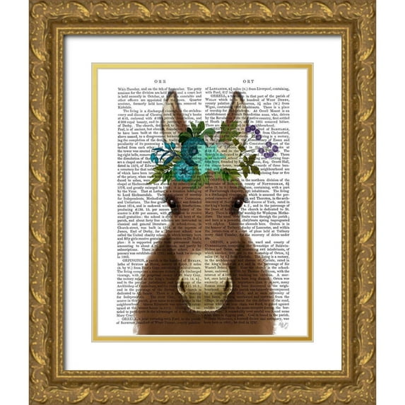 Fab Funky 26x32 Gold Ornate Wood Framed with Double Matting Museum Art Print Titled - Donkey Bohemian 3 Book Print