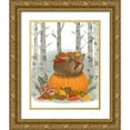 thumbnail image 1 of Fab Funky 26x32 Gold Ornate Wood Framed with Double Matting Museum Art Print Titled - Fox Curled on Pumpkin, 1 of 4