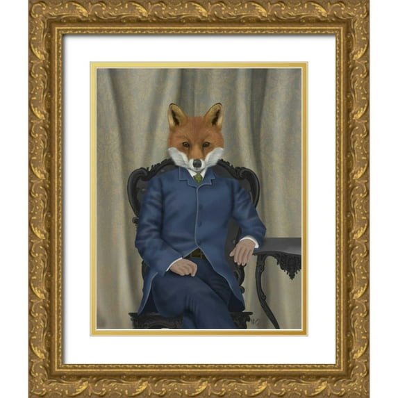 Fab Funky 26x32 Gold Ornate Wood Framed with Double Matting Museum Art Print Titled - Fox Edwardian Gent, Portrtait
