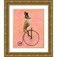 thumbnail image 1 of Fab Funky 26x32 Gold Ornate Wood Framed with Double Matting Museum Art Print Titled - Greyhound on Black Penny Farthing, 1 of 4