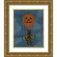 thumbnail image 1 of Fab Funky 26x32 Gold Ornate Wood Framed with Double Matting Museum Art Print Titled - Halloween Black Cat in Pumpkin Hot Air Balloon, 1 of 4