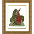 thumbnail image 1 of Fab Funky 26x32 Gold Ornate Wood Framed with Double Matting Museum Art Print Titled - Latte Moose in Sweater, 1 of 4