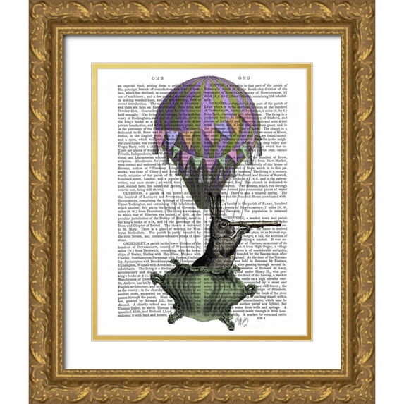 Fab Funky 26x32 Gold Ornate Wood Framed with Double Matting Museum Art Print Titled - Navigating Rabbit