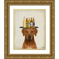 thumbnail image 1 of Fab Funky 26x32 Gold Ornate Wood Framed with Double Matting Museum Art Print Titled - Rhodesian Ridgeback Beer Lover, 1 of 4