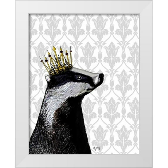 Fab Funky 26x32 White Modern Wood Framed Museum Art Print Titled - Badger King