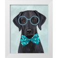 thumbnail image 1 of Fab Funky 26x32 White Modern Wood Framed Museum Art Print Titled - Black Labrador with Glasses and Bow Tie, 1 of 4