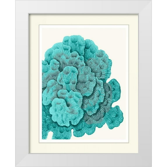 Fab Funky 26x32 White Modern Wood Framed Museum Art Print Titled - Blue Underwater Scenes 2 e