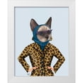 thumbnail image 1 of Fab Funky 26x32 White Modern Wood Framed Museum Art Print Titled - Cat with Leopard Jacket, 1 of 4