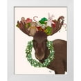 thumbnail image 1 of Fab Funky 26x32 White Modern Wood Framed Museum Art Print Titled - Christmas Moose and Christmas Gifts, 1 of 4