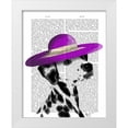 thumbnail image 1 of Fab Funky 26x32 White Modern Wood Framed Museum Art Print Titled - Dalmatian With Purple Wide Brimmed Hat, 1 of 4
