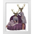 thumbnail image 1 of Fab Funky 26x32 White Modern Wood Framed Museum Art Print Titled - Deer Twins in Purple Dresses, 1 of 4