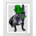 thumbnail image 1 of Fab Funky 26x32 White Modern Wood Framed Museum Art Print Titled - French Bulldog With Green Top Hat and Moustache, 1 of 4