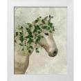 thumbnail image 1 of Fab Funky 26x32 White Modern Wood Framed Museum Art Print Titled - Horse Porcelain with Ivy, 1 of 4