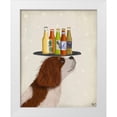 thumbnail image 1 of Fab Funky 26x32 White Modern Wood Framed Museum Art Print Titled - King Charles Spaniel Brown White Beer Lover, 1 of 4