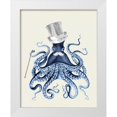 thumbnail image 1 of Fab Funky 26x32 White Modern Wood Framed Museum Art Print Titled - Octopus Print Blue on Cream b, 1 of 4