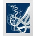 thumbnail image 1 of Fab Funky 26x32 White Modern Wood Framed Museum Art Print Titled - Octopus Tentacles Blue And White, 1 of 4