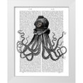 thumbnail image 1 of Fab Funky 26x32 White Modern Wood Framed Museum Art Print Titled - Octopus and Diving Helmet, 1 of 4