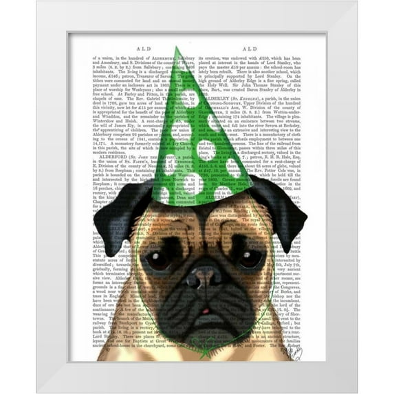 Fab Funky 26x32 White Modern Wood Framed Museum Art Print Titled - Party Pug