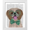 thumbnail image 1 of Fab Funky 26x32 White Modern Wood Framed Museum Art Print Titled - Shih Tsu with Glasses and Bow Tie, 1 of 4