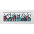 thumbnail image 1 of Fab Funky 32x13 White Modern Wood Framed Museum Art Print Titled - Electric Owls, Red and Blue, 1 of 4