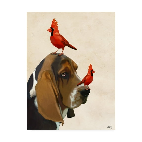 Fab Funky 'Basset Hound And Birds' Canvas Art