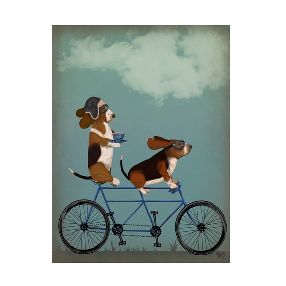 Trademark Fine Art Fab Funky Basset Hound Tandem Canvas Wall Art - 18x24