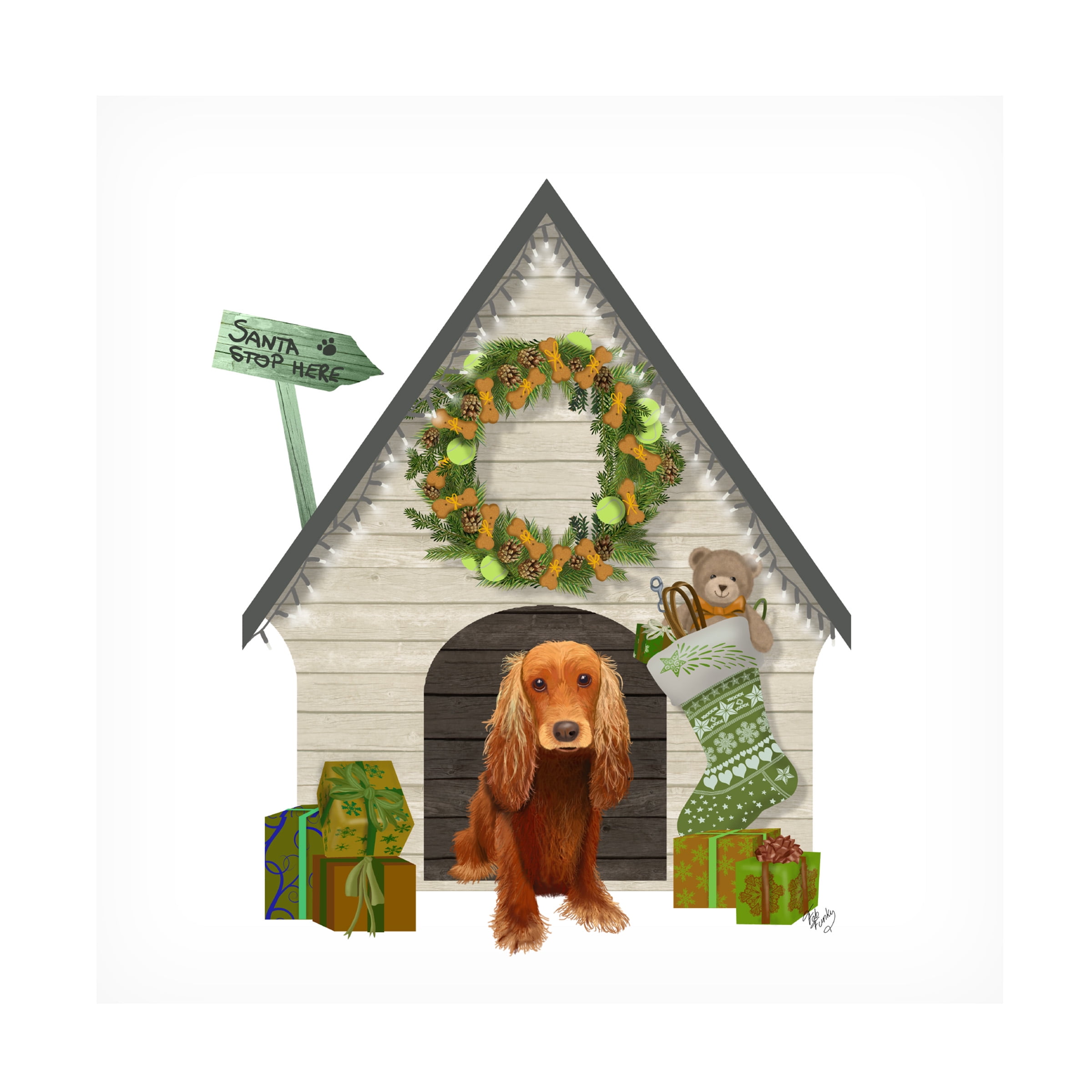 Fab Funky 'Christmas Des Christmas Kennel Cottage' Canvas Art - Walmart.com