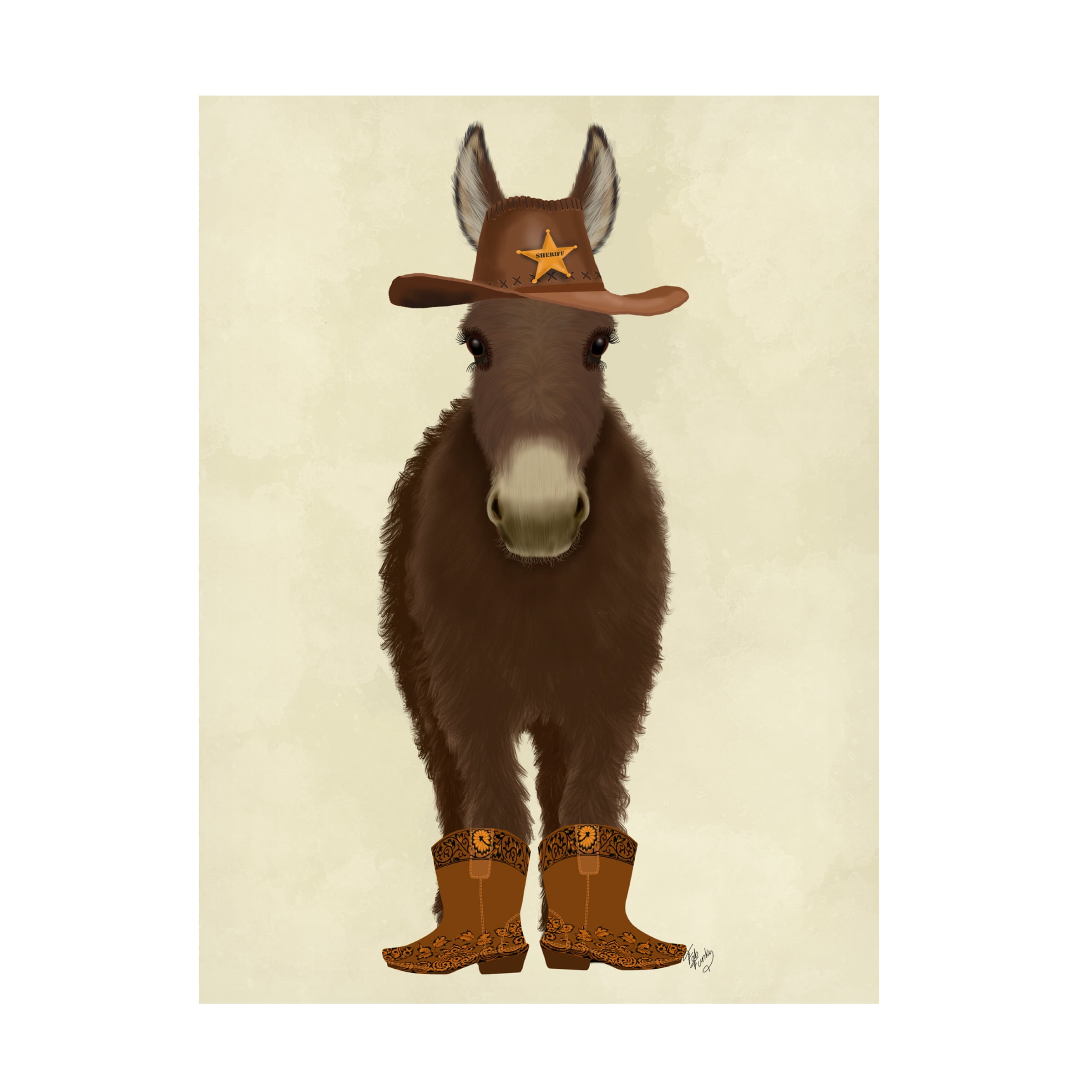 Fab Funky 'Donkey Cowboy' Canvas Art