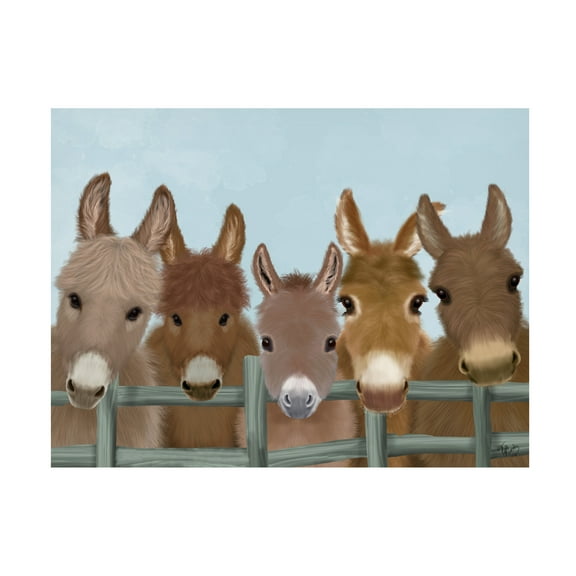 Fab Funky 'Donkey Herd at Fence' Canvas Art