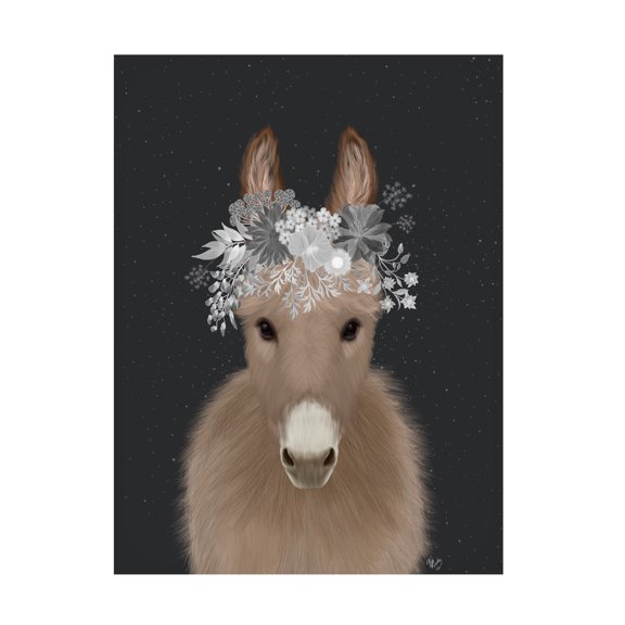 Fab Funky 'Donkey White Flowers' Canvas Art