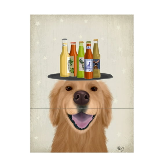 Fab Funky 'Golden Retriever Beer Lover' Canvas Art