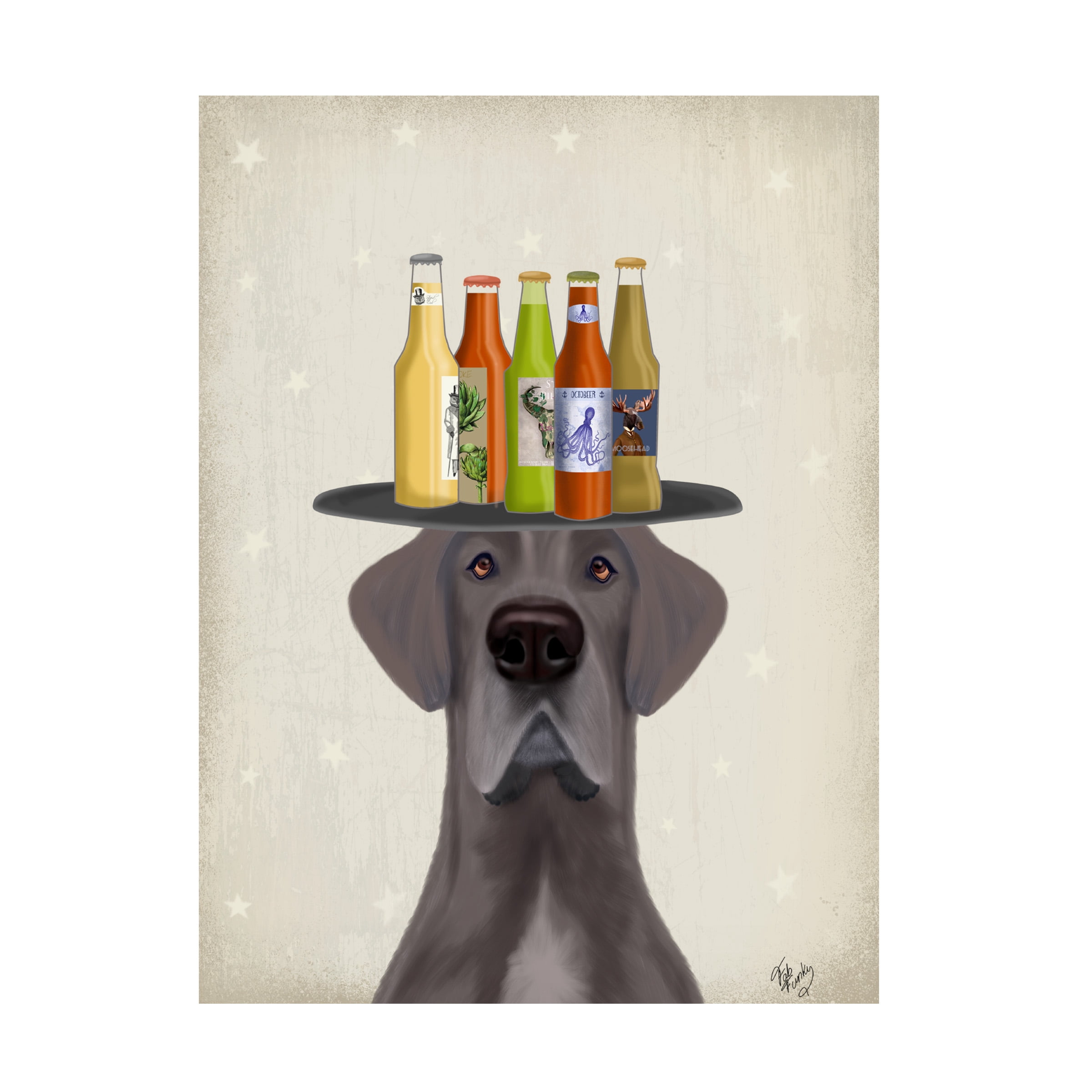 Fab Funky 'Great Dane Blue Beer Lover' Canvas Art