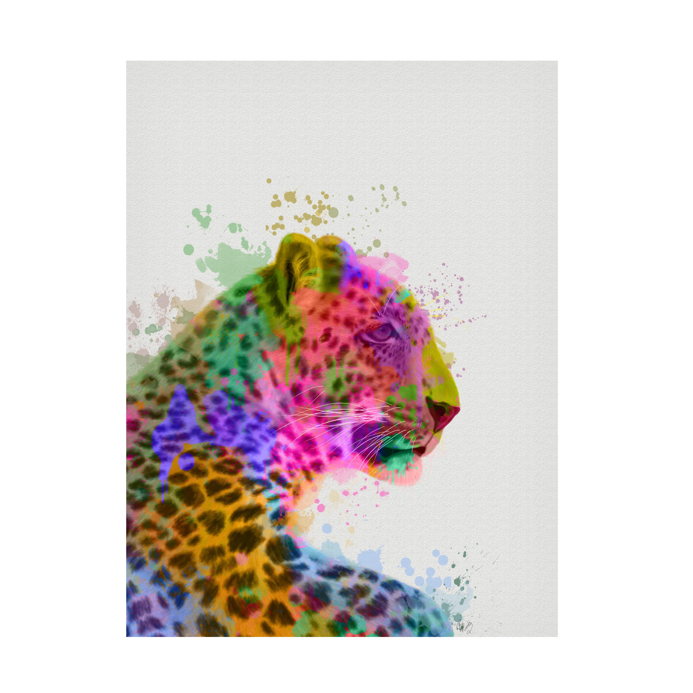 Vibrant Multicolor Leopard Portrait Canvas Art 14 x 19