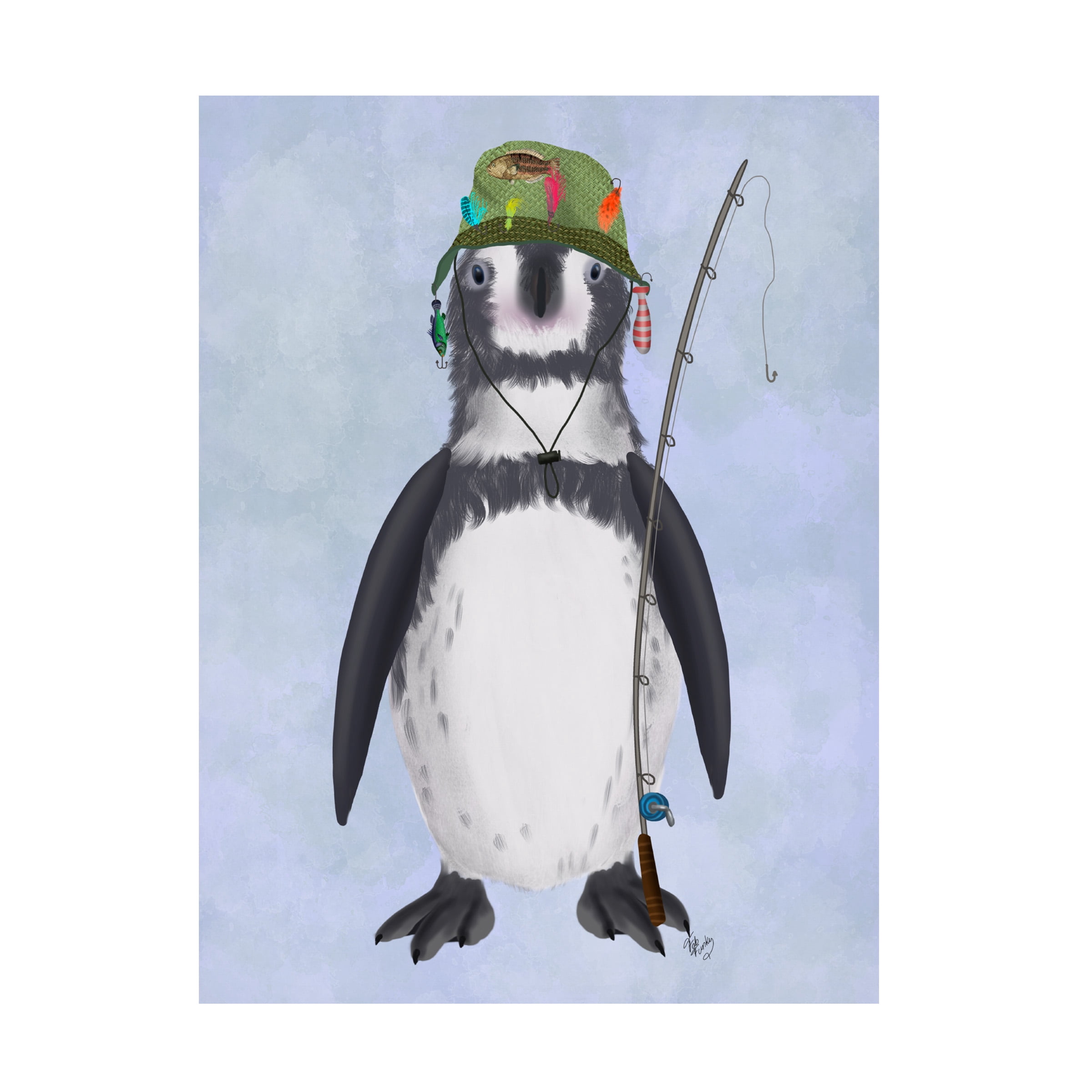 Fab Funky 'Penguin Fishing' Canvas Art