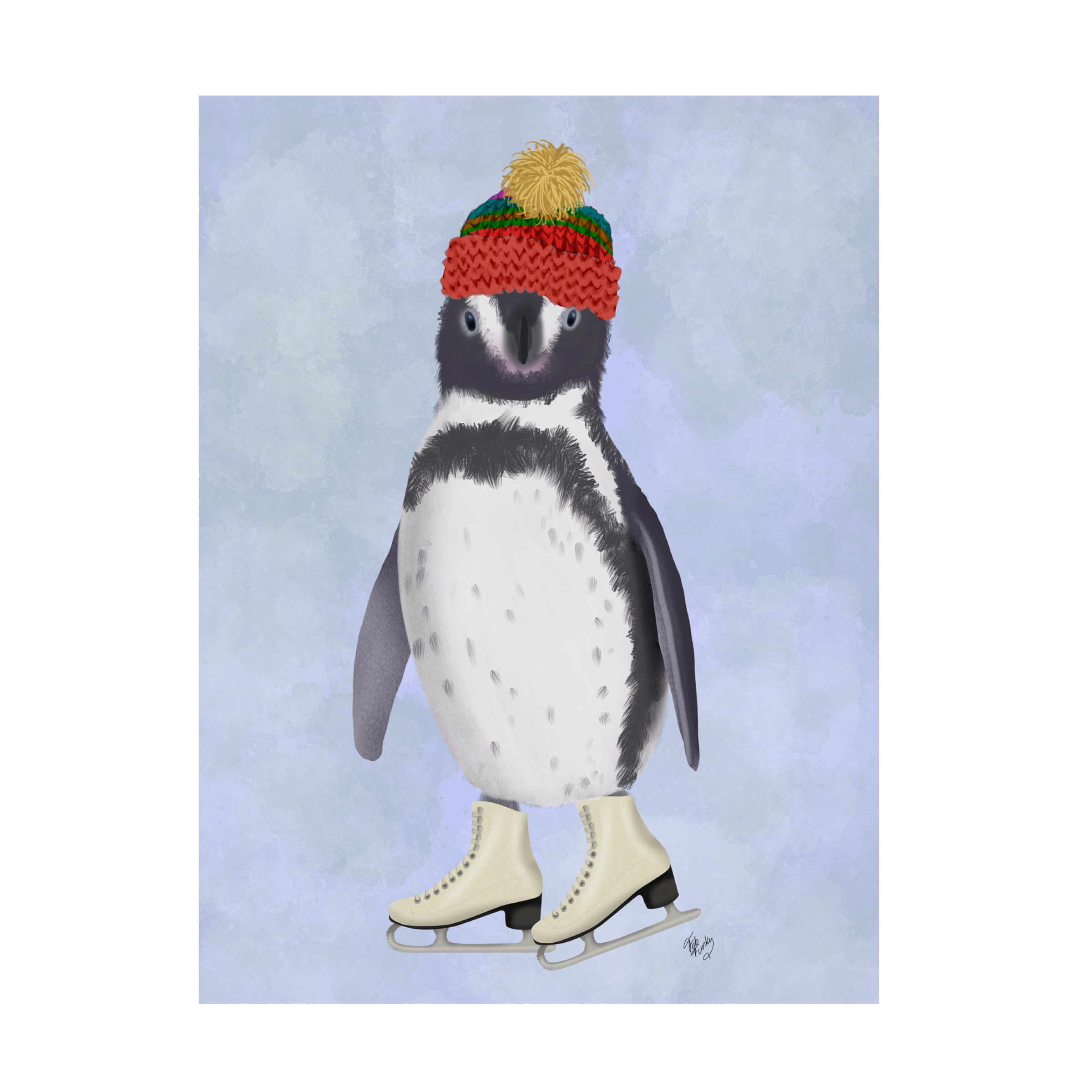 Fab Funky 'Penguin Ice Skating' Canvas Art